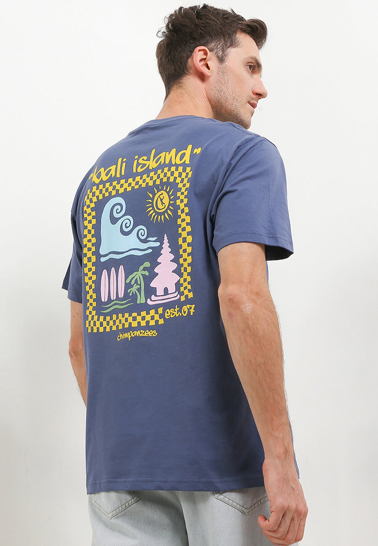 Temple Wave Smart Fit  T-Shirt - Bali Destination Tee - Blue