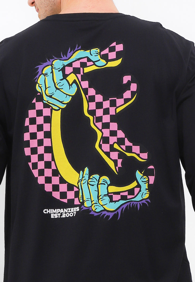 Checkerboard Smart Fit Long Sleeves T-Shirt - Black