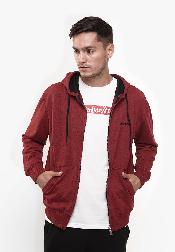 Bassic Zip Hoodie - Maroon