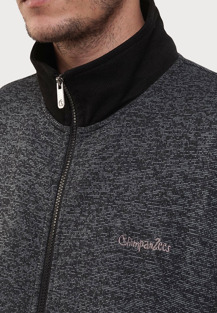 Pan High Neck Zip Jumper - Black