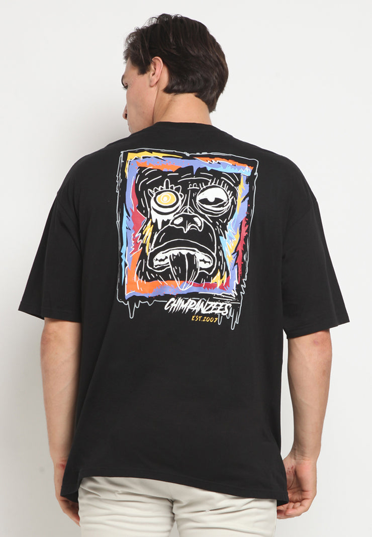 Face Off Oversized T-Shirt - Black