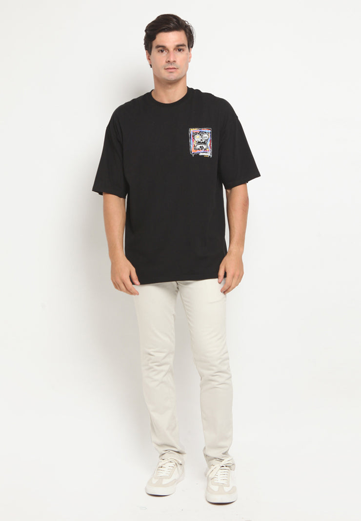 Face Off Oversized T-Shirt - Black