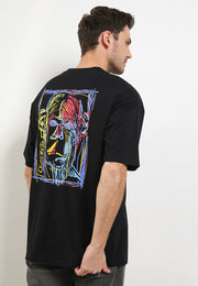 Paint Face Oversized T-Shirt - Black