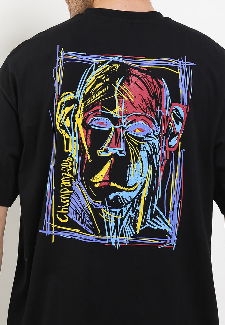 Paint Face Oversized T-Shirt - Black