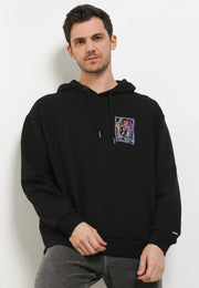 Paint Face Oversized Pullover Hoodies - Black