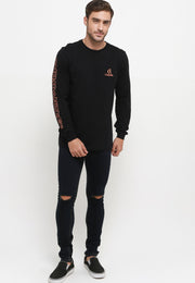 Sleeve Line Long Sleeves T-Shirt - Black